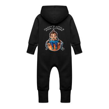 Daddy's little rock climber - baby climber - Baby Organic Sweat Overalls With Hood - black - Back