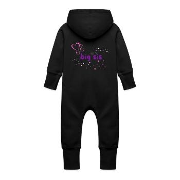 big sis - Baby Bio Sweat Overall mit Kapuze - Schwarz - Hinten