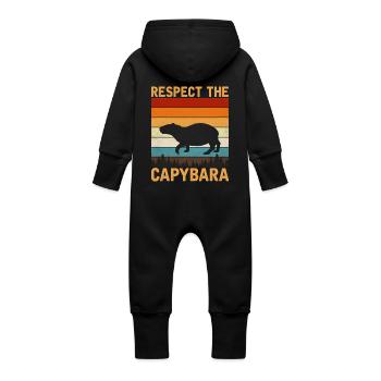 Capybara - Baby Bio Sweat Overall mit Kapuze - Schwarz - Hinten