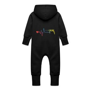 Drill pulse heartbeat - Baby Organic Sweat Overalls With Hood - black - Back
