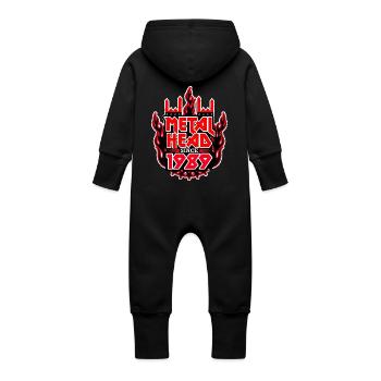 MÉTALLEUX depuis 1989 - Grenouillère à capuche bio en molleton Bébé - noir - Dos