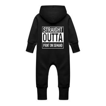 Straight OUTTA PRINT ON DEMAND - Baby Organic Sweat Overalls With Hood - vanilla - Back