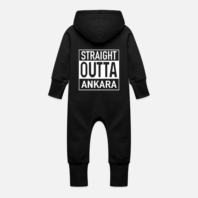 Straight OUTTA ANKARA - Baby Bio Sweat Overall mit Kapuze - Schwarz