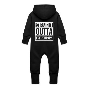 Straight OUTTA Amusement Park - Baby Organic Sweat Overalls With Hood - vanilla - Back