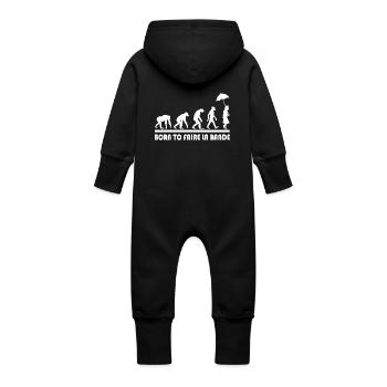 BORN TO FAIRE LA BANDE - Grenouillère à capuche bio en molleton Bébé - noir - Dos