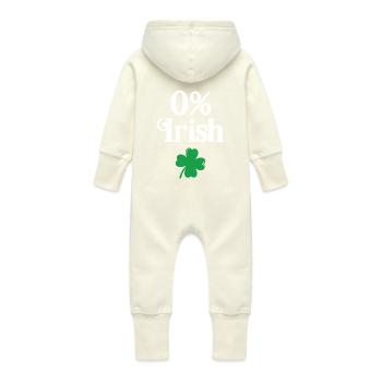 0% Irish - Baby Organic Sweat Overalls With Hood - vanilla - Back