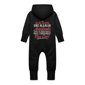 I'm an Assistant Mom, downright cool - Baby Organic Sweat Overalls With Hood - vanilla - Back