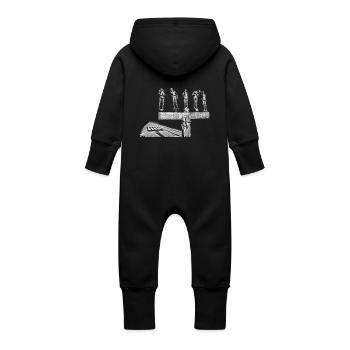 "unzeitgemäße Zeitgenossen" - Baby Bio Sweat Overall mit Kapuze - Schwarz - Hinten