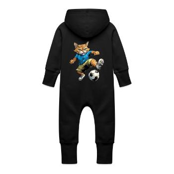 Football pour chat - Grenouillère à capuche bio en molleton Bébé - noir - Dos