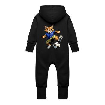 Football pour chat - Grenouillère à capuche bio en molleton Bébé - noir - Dos