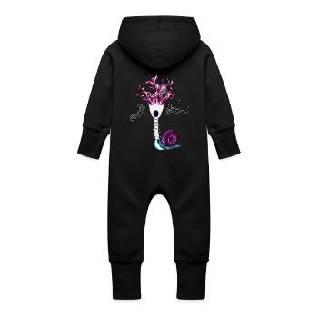 Flamme Songs Backbone-Schnecke - Baby Bio Sweat Overall mit Kapuze - Schwarz - Hinten