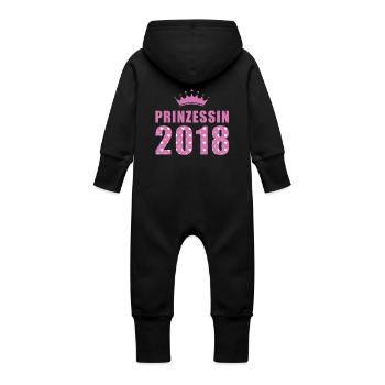 Prinzessin 2018 - Geburtstag - Bday - Baby Bio Sweat Overall mit Kapuze - Schwarz - Hinten
