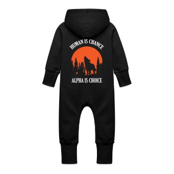 Human By Chance Alpha By Choice Wolf - Baby Bio Sweat Overall mit Kapuze - Vanille-Milchshake - Hinten