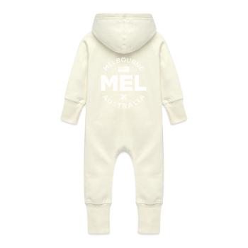 MEL, Melbourne Australie - Grenouillère à capuche bio en molleton Bébé - vanille - Dos