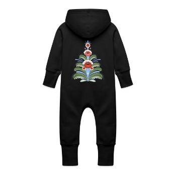 Kurbits Dalisk - Grenouillère à capuche bio en molleton Bébé - noir - Dos
