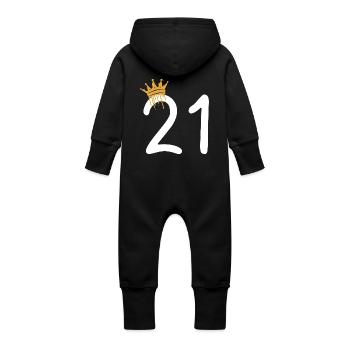 21 - Grenouillère à capuche bio en molleton Bébé - noir - Dos