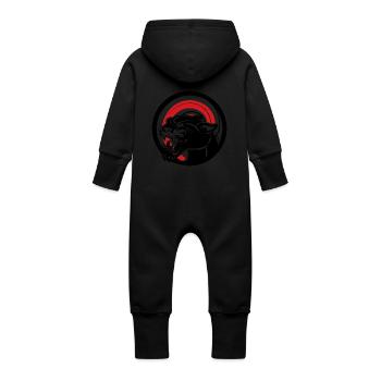 BLACK ANIMAL JUNGLE WILD CAT - Baby Bio Sweat Overall mit Kapuze - Schwarz - Hinten