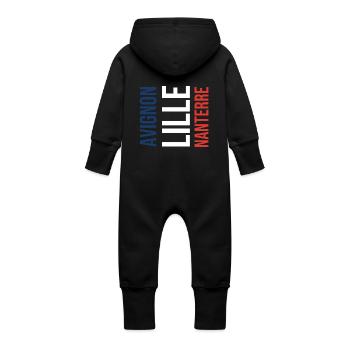 Gift for French baby - Baby Organic Sweat Overalls With Hood - black - Back