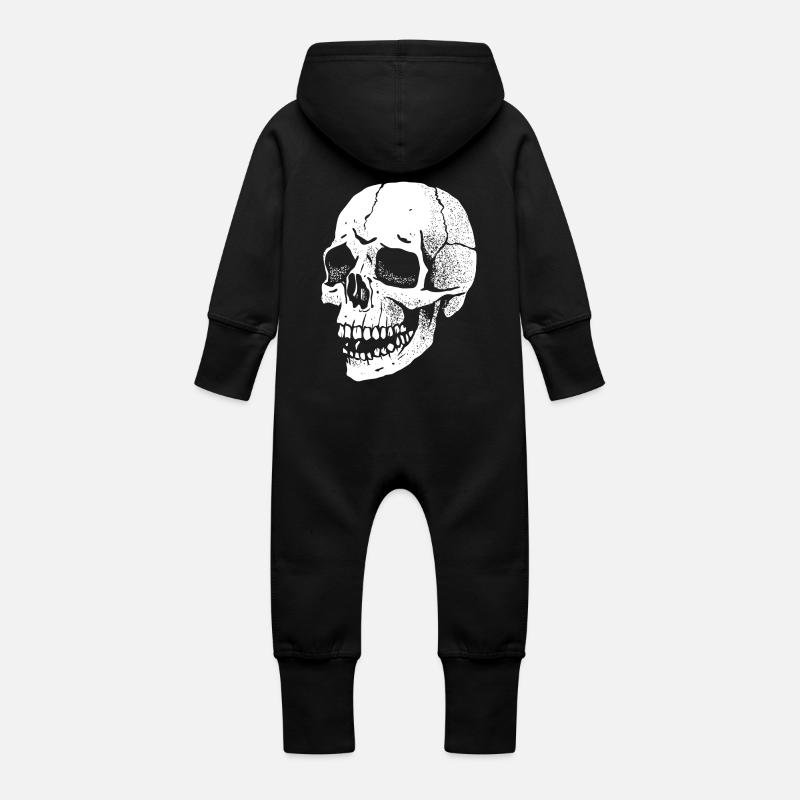 Schädel - Baby Bio Sweat Overall mit Kapuze - Schwarz