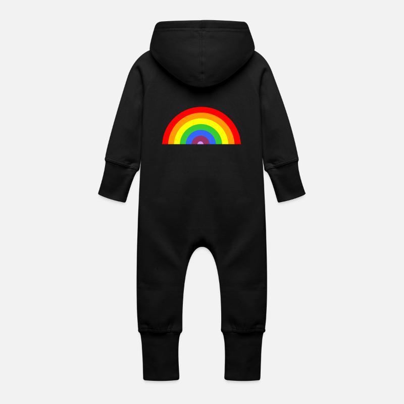 rainbow - Grenouillère à capuche bio en molleton Bébé - noir
