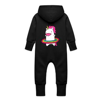 Hula Hop Einhorn - Baby Bio Sweat Overall mit Kapuze - Schwarz - Hinten