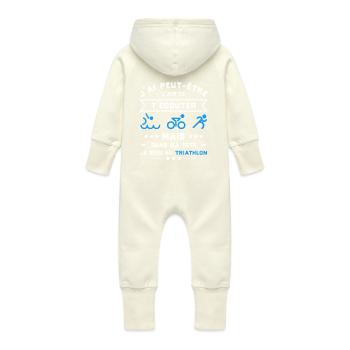 je suis au triathlon t-shirt humour - Grenouillère à capuche bio en molleton Bébé - vanille - Dos