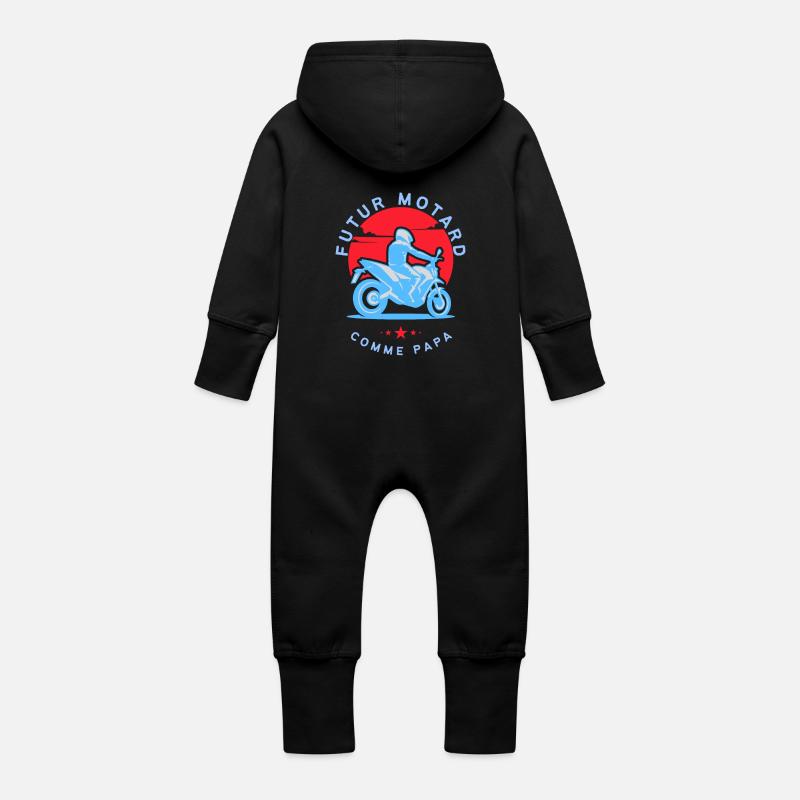 Futur Motard Comme Papa - Grenouillère à capuche bio en molleton Bébé - noir