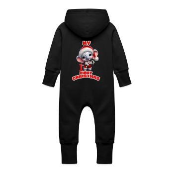 Mon premier Noël d’éléphant - Grenouillère à capuche bio en molleton Bébé - noir - Dos