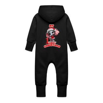 Le premier Noël éléphant le plus doux - Grenouillère à capuche bio en molleton Bébé - noir - Dos