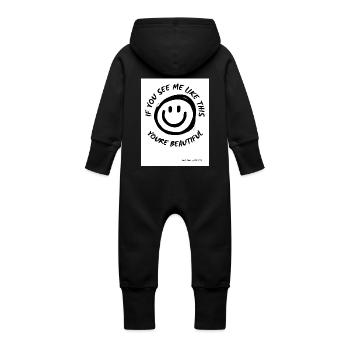Youre Beautiful - Baby Organic Sweat Overalls With Hood - vanilla - Back