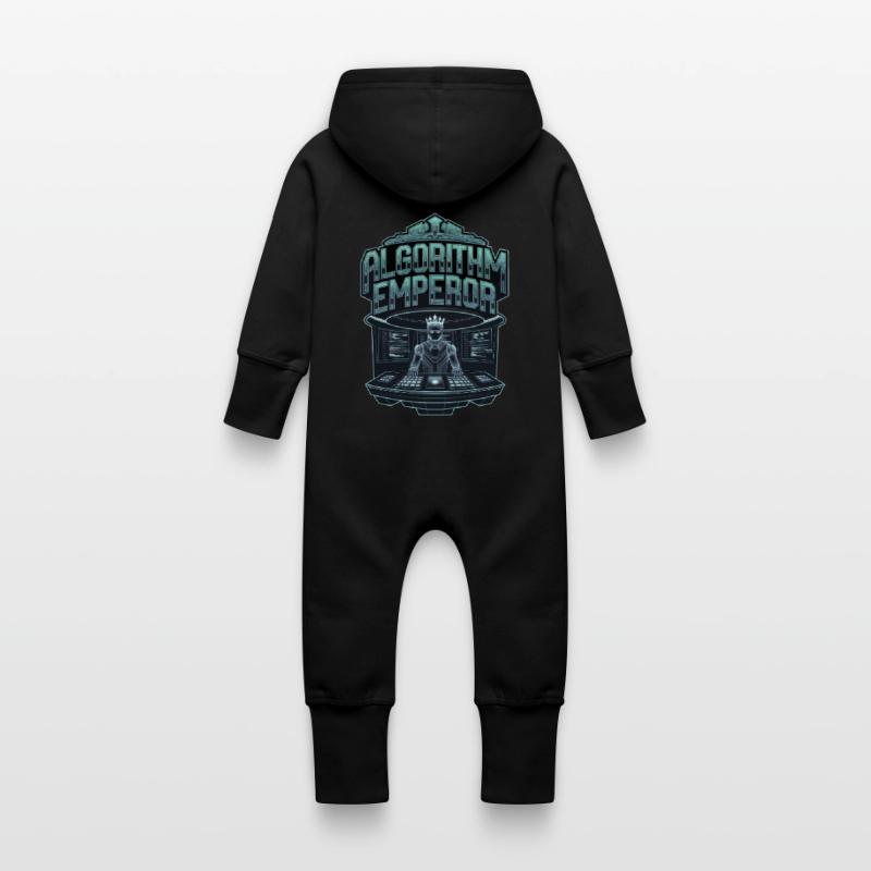 Algorithm Emperor Cyber King Tech Artwork Baby Organic Sweat Overalls With Hood