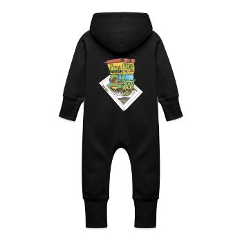 Graphic design, celebrating printing - Baby Organic Sweat Overalls With Hood - black - Back
