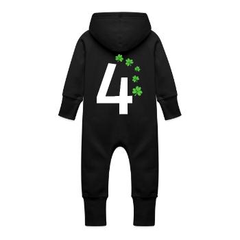 4 - Grenouillère à capuche bio en molleton Bébé - noir - Dos