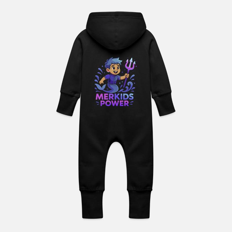 Merkids Power - Baby Bio Sweat Overall mit Kapuze - Schwarz