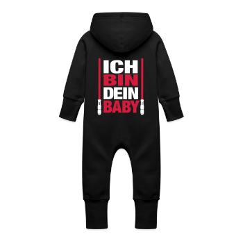 Ich bin dein Baby Vater Geschenk Geburt Sci-Fi Fun - Baby Bio Sweat Overall mit Kapuze - Schwarz - Hinten