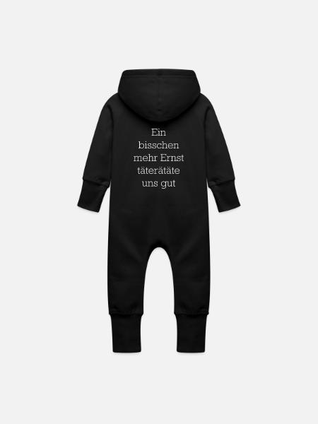 Ein Bisschen Mehr Ernst - Baby Bio Sweat Overall mit Kapuze - Schwarz