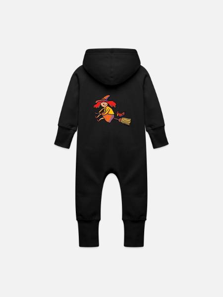 La petite sorcière - Grenouillère à capuche bio en molleton Bébé - noir