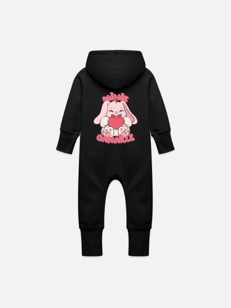 Lapin Minie Canaille - Grenouillère à capuche bio en molleton Bébé - noir