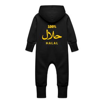Halal - Baby Organic Sweat Overalls With Hood - black - Back