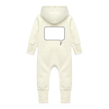 Sprechblase Rechteck Design - Baby Bio Sweat Overall mit Kapuze - Vanille-Milchshake - Hinten
