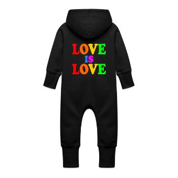 Love is love - Baby Organic Sweat Overalls With Hood - black - Back