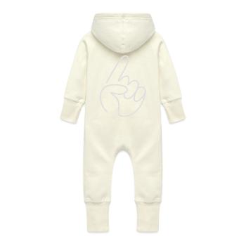 Hand gesture Drawn minimalist Show - Baby Organic Sweat Overalls With Hood - vanilla - Back