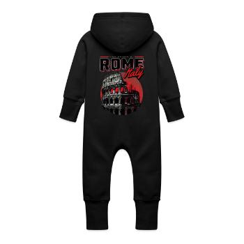 Rome, Italie, Colisée, City, Skyline Art - Grenouillère à capuche bio en molleton Bébé - noir - Dos