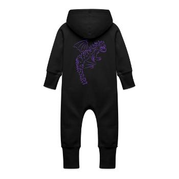 Nuri le petit dragon, violet - Grenouillère à capuche bio en molleton Bébé - noir - Dos