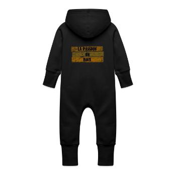 passion bois - Grenouillère à capuche bio en molleton Bébé - noir - Dos