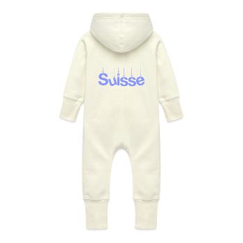 SWITZERLAND. HUMOR. COUNTRY. FLAG. GENEVA. LAUSANNE - Baby Organic Sweat Overalls With Hood - vanilla - Back