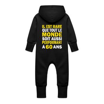 60 ans performant cadeau d'anniversaire 60 ans - Grenouillère à capuche bio en molleton Bébé - vanille - Dos