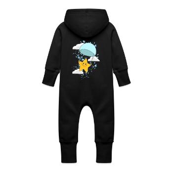 Niedlicher Stern - Baby Bio Sweat Overall mit Kapuze - Schwarz - Hinten