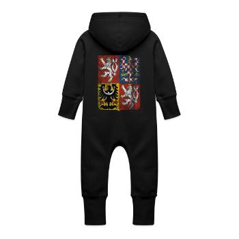 Tschechische Wappen Tschechische Republik Symbol - Baby Bio Sweat Overall mit Kapuze - Schwarz - Hinten