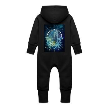 Hamsa Hand - Baby Bio Sweat Overall mit Kapuze - Schwarz - Hinten